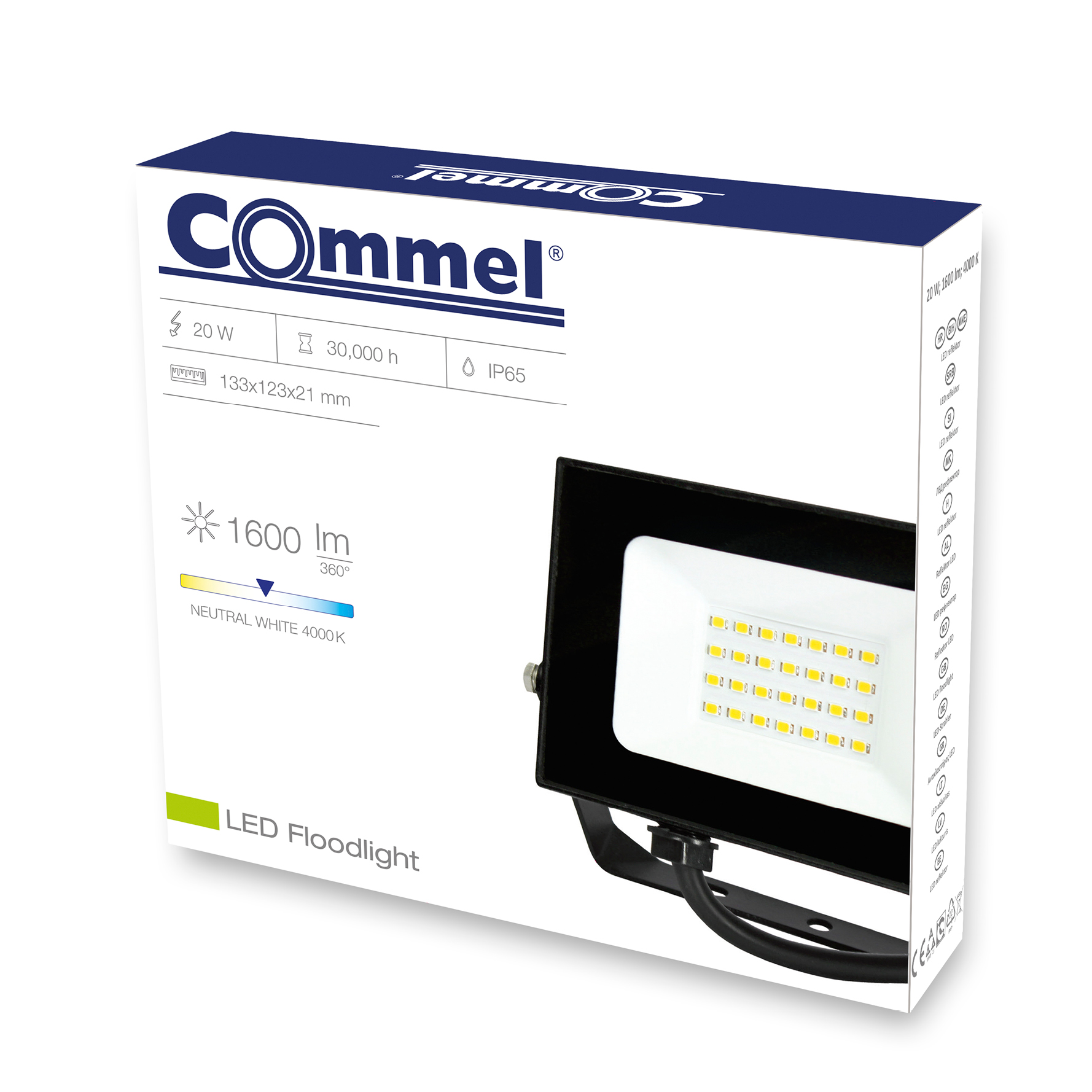 Slika COMMEL LED reflektor 100W, 306-299, 4000K, 8500 Im, IP65, crni